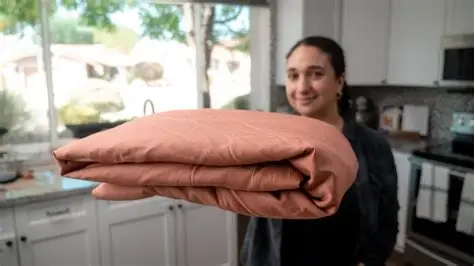 Customer holding folded sheet