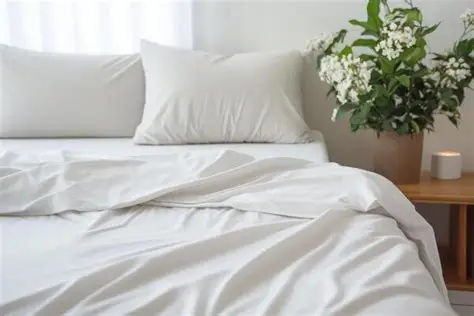 Made bed with clean sheets